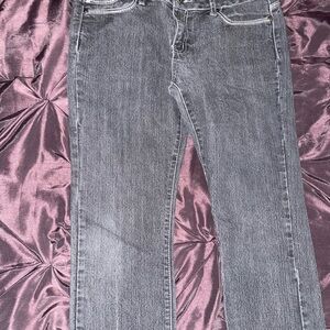 Light Gray Straight Leg Jeans with Subtle Texture